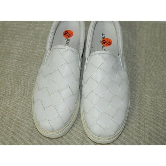 J/Slides Slip-On Sneaker Leather White Woven Casual Comfort Shoes - Picture 4 of 10